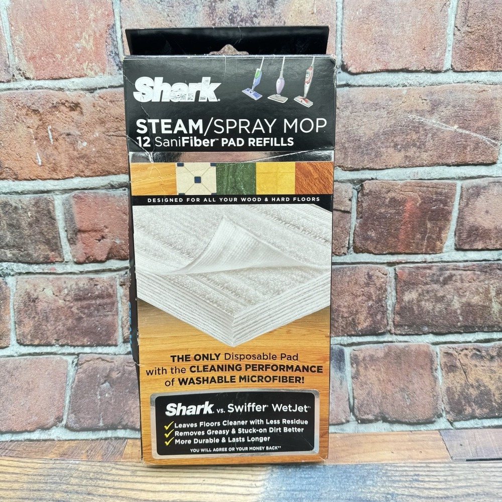 12 PACK Shark Steam Spray Mop SaniFiber Pad Refills for Wood & Hard Floors NEW